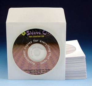 White Paper CD, DVD Sleeve With Flap (100 Pack)